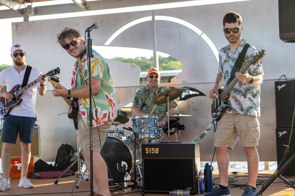 From left to right: Ben, Michael, Halen, and Matt on stage at the Clinton Marina